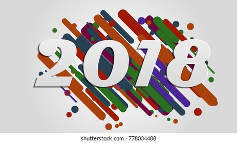 Creative happy new year 2018 design card on modern background