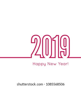 Creative happy new year 2019 design card. Vector illustration.