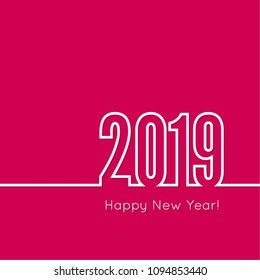 Creative happy new year 2019 design card. Vector illustration.