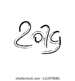 Creative happy new year 2019 design card with chinese calligraphy. Vector illustration.