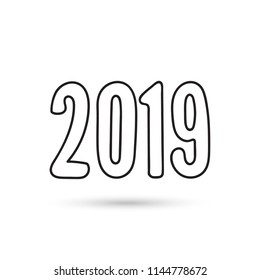 Creative happy new year 2019 design card with chinese calligraphy. Vector illustration.