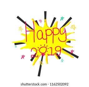 Creative happy new year 2019 banner on modern background for your seasonal flyers, greetings card vector illustration design