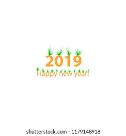 Creative happy new year 2019 design with bushs.