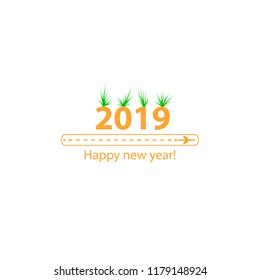 Creative happy new year 2019 design with bushs.