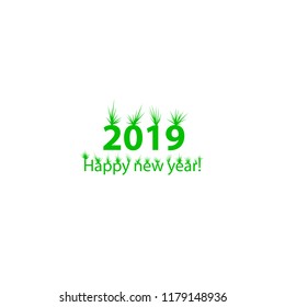 Creative happy new year 2019 design with bushs.