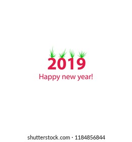 Creative happy new year 2019 design with bushs.