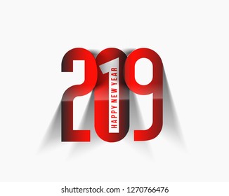 Creative Happy New Year 2019 Text on Abstract modern dynamic background. Perfect for presentations, flyers and banners.

