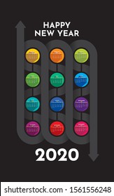 Creative Happy new year 2020 calendar poster design