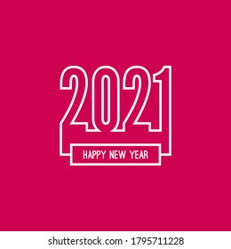Creative happy new year 2021 design card. Vector illustration on red background