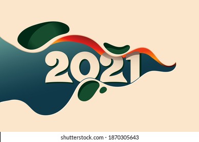 Creative Happy new year 2021 greeting card design. Vector typography and lettering