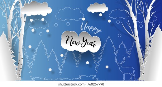 Creative happy new year 2021 design. Vector illustration. Paper art.