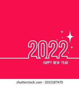 Creative happy new year 2022 with bursts of white fireworks. Vector illustration.