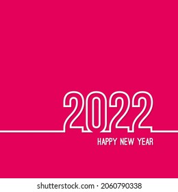 Creativa tarjeta de diseño de feliz año nuevo 2022. Ilustración del vector sobre fondo rojo