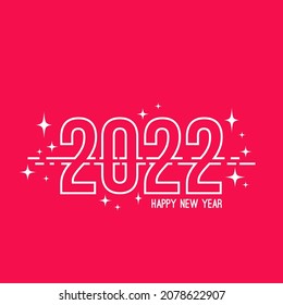 Creativa tarjeta de diseño de feliz año nuevo 2022. Ilustración del vector sobre fondo rojo