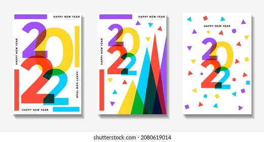 creative happy new year 2022. set of poster, banner, cover new year. design template vector for new year