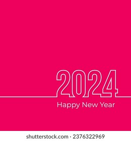 Creative happy new year 2024 design card. Vector illustration on red background