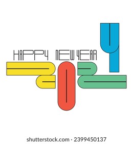 Diseño creativo y alegre de año nuevo 2024 colorido. Fondo vector premium, para afiches, calendarios, saludos y celebraciones de Año Nuevo 2024.