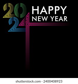 Creative happy new year 2024 colorful design. Premium vector background, for posters, calendars, greetings and New Year 2024 celebrations.