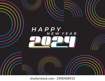 Creative happy new year 2024 colorful design. Premium vector background, for posters, calendars, greetings and New Year 2024 celebrations.