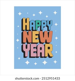 Creativo Feliz año Nuevo 2025 Diseños de tipografía para Navidades