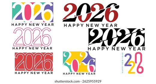 Creative happy new year 2026 logo design with modern concept premium vector