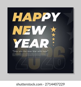 Creative happy new year 2026 poster design template with modern background. Ready for print.