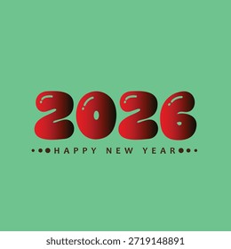 Diseño creativo feliz del año Nuevo 2026 con números 3D audaces sobre fondo limpio. Nuevo año festivo moderno 2026 Obra de arte de saludo para Anuncios, carteles, redes sociales y celebraciones.