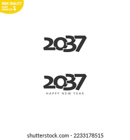 Creative Happy New Year 2037 Logo Design