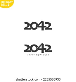 Creative Happy New Year 2042 Logo Design