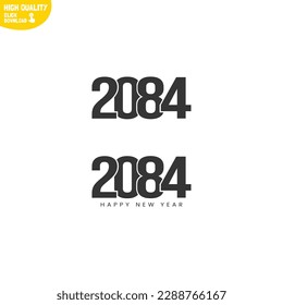 Creative Happy New Year 2084 Logo Design
