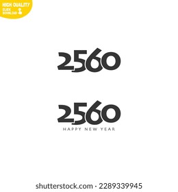 Creative Happy New Year 2560 Logo Design