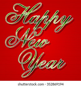 Creative happy new year design on a red background. Vector illustration.