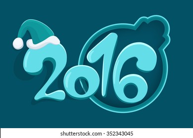 Creative happy new year invitation template card 2016 design. Vector illustration.