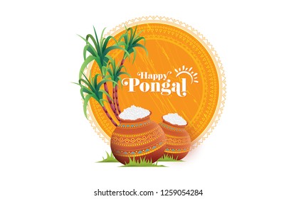 Creative Happy Pongal Festival Background Template Design Vector Illustration