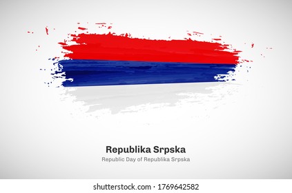 Creativo día feliz de la república del país de la República Srpska con la bandera de un país con color de agua gris