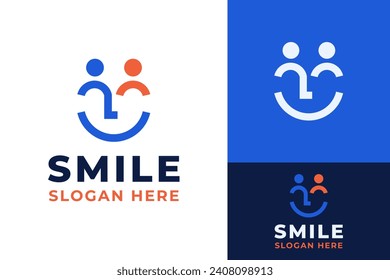 Plantilla de diseño de marca de logotipo comunitario de creativo Happy Smile Face Teamwork