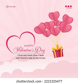 Creative happy valentine's day banner design template. 