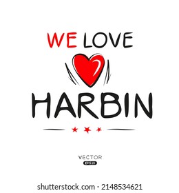 Creative Harbin text, Can be used for stickers and tags, T-shirts, invitations, vector illustration.