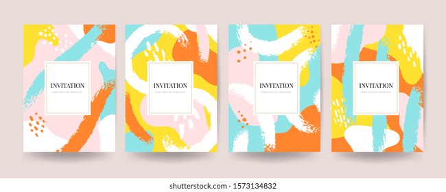 Creative hard paint cover design backgrounds vector. Minimal trendy style organic shapes pattern with copy space for text design for invitation, Party card,Social Highlight Covers and stories page 