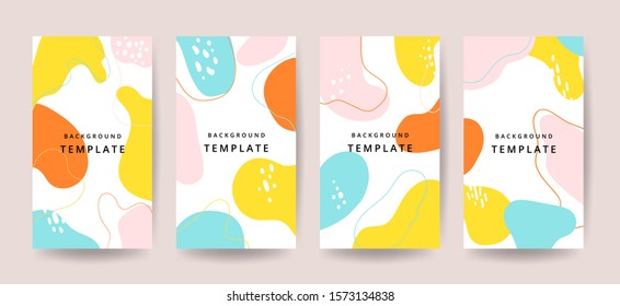 Creative hard paint cover design backgrounds vector. Minimal trendy style organic shapes pattern with copy space for text design for invitation, Party card,Social Highlight Covers and stories page 