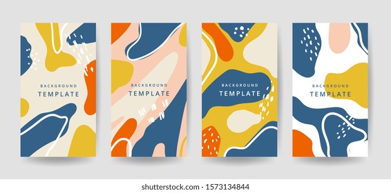 Creative hard paint cover design backgrounds vector. Minimal trendy style organic shapes pattern with copy space for text design for invitation, Party card,Social Highlight Covers and stories page 