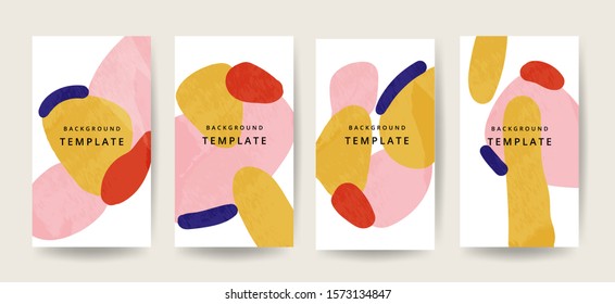 Creative hard paint cover design backgrounds vector. Minimal trendy style organic shapes pattern with copy space for text design for invitation, Party card,Social Highlight Covers and stories page 