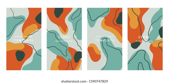 Creative hard paint cover design backgrounds vector. Minimal trendy style organic shapes pattern with copy space for text design for invitation, Party card,Social Highlight Covers and stories page 