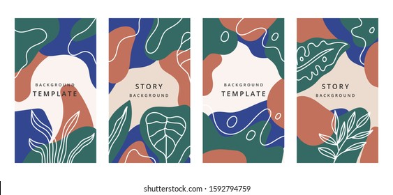 Creative hard paint cover design backgrounds vector. Minimal trendy style organic shapes pattern with copy space for text design for invitation, Party card,Social Highlight Covers and stories page	