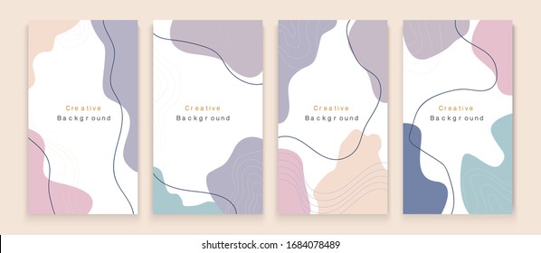 Creative hard paint cover design backgrounds vector. Minimal trendy style organic shapes pattern with copy space for text design for invitation, Party card,Social Highlight Covers and stories page