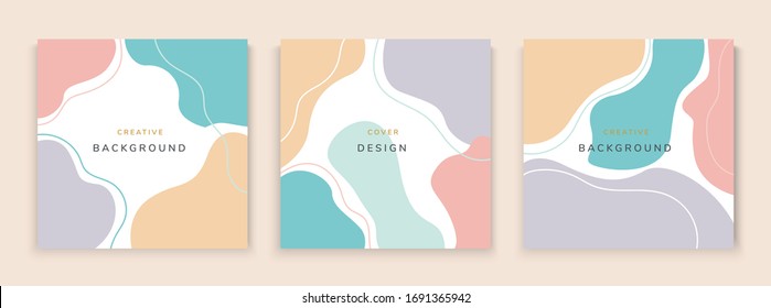 Creative hard paint cover design backgrounds vector. Minimal trendy style organic shapes pattern with copy space for text design for invitation, Party card,Social Highlight Covers and stories page