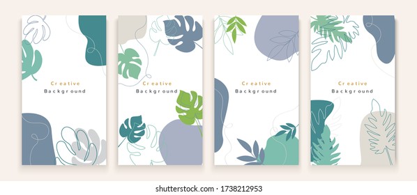 Creative hard paint cover design backgrounds vector. Minimal trendy style organic shapes pattern with copy space for text design for invitation, Party card,Social Highlight Covers and stories page