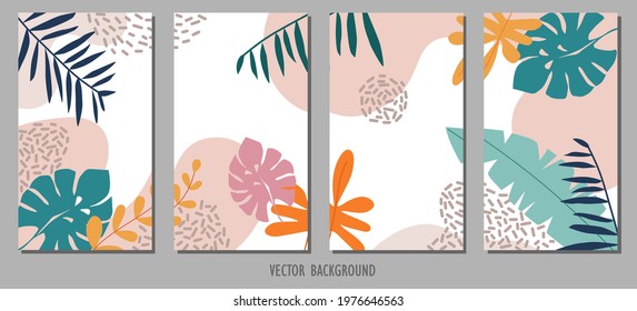 Creative hard paint cover design backgrounds vector. Minimal trendy style organic shapes pattern with copy space for text design for invitation, Party card,Social Highlight Covers and stories page.