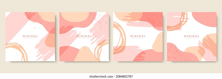 Creative hard paint cover design pastel color backgrounds vector. Minimal trendy style organic shapes pattern with copy space for text design for invitation, party card, social highlight covers.