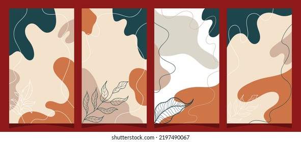 Vector de fondo de diseño de cubierta de pintura dura creativa. Patrón de formas orgánicas de estilo moderno mínimo con espacio de copia para el diseño de texto para la página de portadas e historias de resaltado social